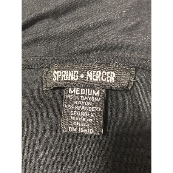 Spring + Mercer Women’s Sz M Black Sleeveless Tank Top Knotted Neckline Stretch - Picture 3 of 3